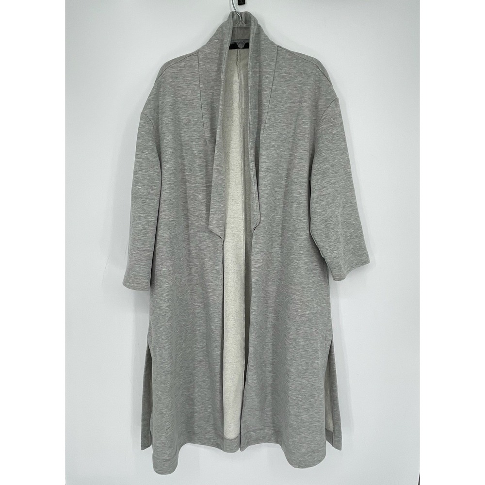 Gabrielle Union Women's Gray French Terry Longline Open Front Cardigan Size L-XL